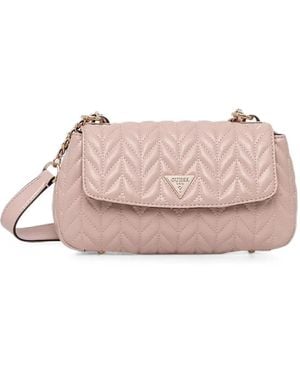 Guess Cheryl Chevron-Quilted Shoulder Bag - Pink