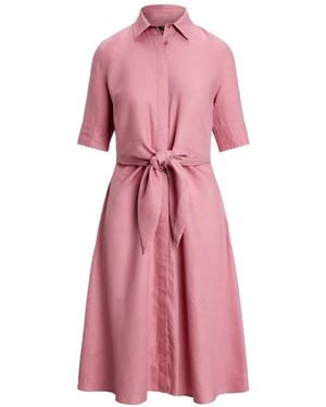 Ralph Lauren Robe-Chemise En Lin À Coupe Mi-Longue - Pink