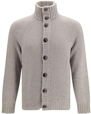 Brunello Cucinelli High-Neck Raglan-Sleeve Cardigan - Grey