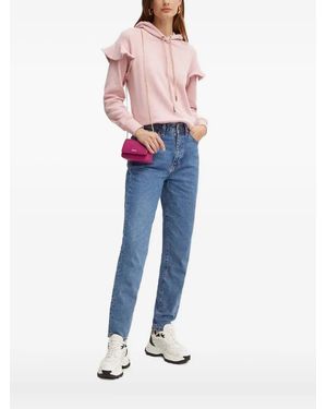 Silvian Heach Ruffle-Detail Embellished Hoodie - Blue