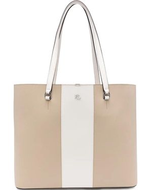 Ralph Lauren Large Karly Paneled Leather Tote Bag - Natural