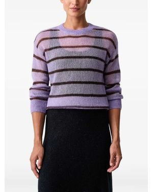 Mos Mosh Striped Semi-Sheer Jumper - Purple