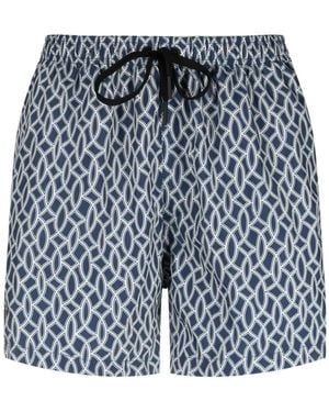 Tagliatore Abstract-Pattern Swim Shorts - Blue