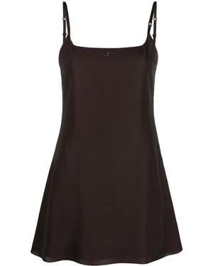 Courreges Logo-Embroidered Slip Minidress - Black