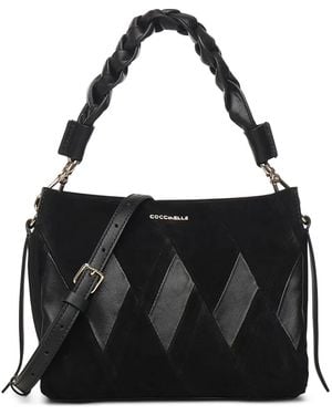 Coccinelle Sac Cabas À Anse Tressée Et Empiècements - Noir