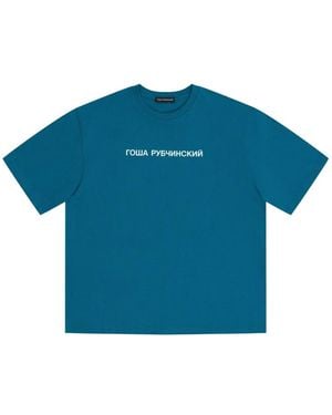 Gosha Rubchinskiy Logo-Print Oversized T-Shirt - Blue