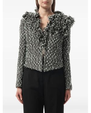 Lanvin Frayed-Edge Tweed Jacket - Black