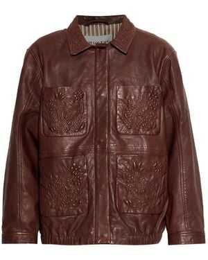 Munthe Baram Floral-Embroidered Pocket Jacket - Brown
