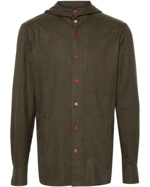 Kiton Houndstooth-Pattern Hoodie - Green