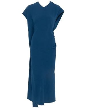 Victoria Beckham Draped-Detail Midi Dress - Blue
