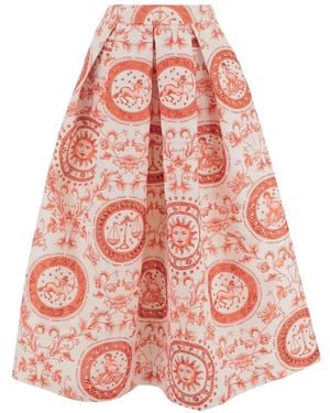 Lunatica Milano Flared Fantasy-Print Skirt - Pink