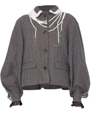 Kolor Herringbone Pearl Embellished Jacket - Gray