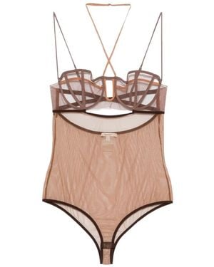 Nensi Dojaka Petal Bra Bodysuit - Natural