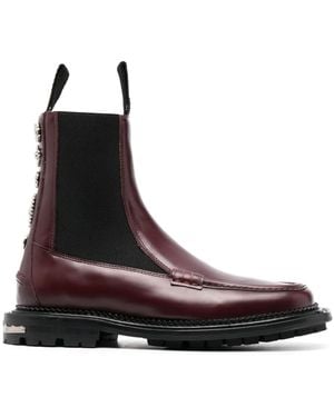 Toga Stud-Embellished Leather Ankle Boots - Brown