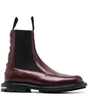 Toga Stud-Embellished Leather Ankle Boots - Brown