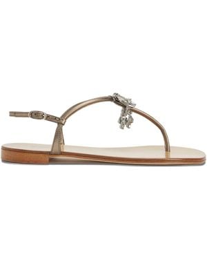 Giuseppe Zanotti Glenda Crystal-Embellished Flat Sandals - Brown