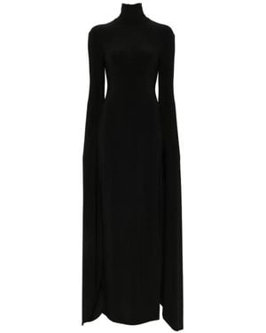 Norma Kamali Open-Back Ribbon-Sleeve Gown - Black