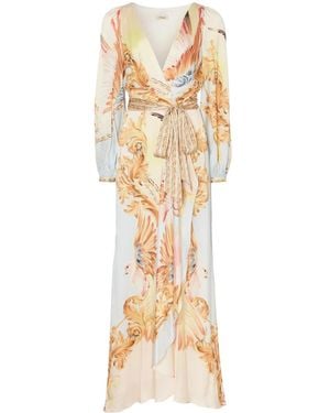 Temperley London Graphic-Print Wrap Dress - Metallic