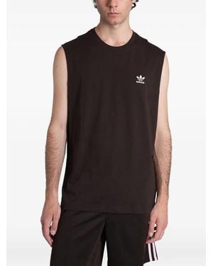 adidas Trefoil-Embroidered Tank Top - Black