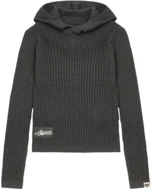 A Bathing Ape Hooded Ribbed Knitwear - Black