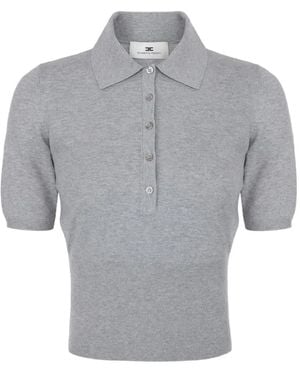 Elisabetta Franchi Knit Polo Shirt - Grey