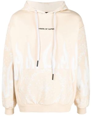 Vision Of Super Flame Graphic-Print Cotton Hoodie - Natural