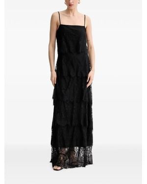 Aniye By Silva Tiered Lace-Overlay Maxi Dress - Black
