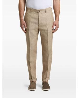 Peserico Elasticated-Waistband Turn-Up Trousers - Natural