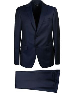ZEGNA Costume À Blazer À Simple Boutonnage - Bleu