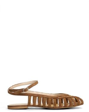 Anna F. Cage-Strap Suede Sandals - White