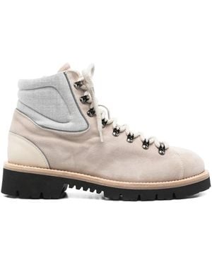 Eleventy Lace-Up Leather Boots - Natural