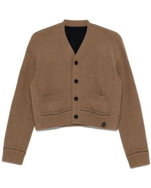 Sacai Logo-Embroidered Cardigan - Brown