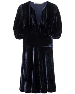 AllSaints Vestido Corto Ena De Terciopelo Con Cintura Lazada - Negro