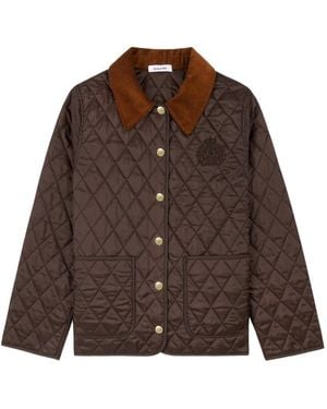 Sporty & Rich Ny Crest Quilted Logo-Embroidered Jacket - Brown