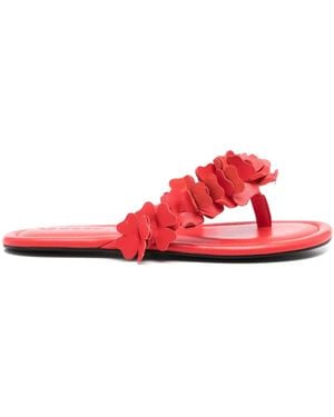Sandro Floral-Appliqué Flip Flops - Red