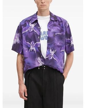 Aries Pegasus-Print Shirt - Purple