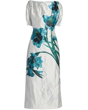 Erdem Vestido Midi Con Estampado Floral - Azul