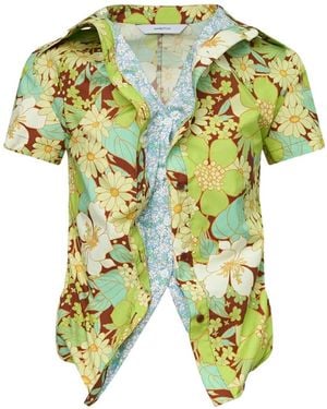 Pushbutton Hemd Im Layering-Look Mit Blumenprint - Grün