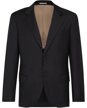 Brunello Cucinelli Super 150S Virgin Wool Four Season Batavia Twill Blazer - Black