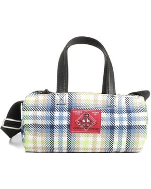 Vivienne Westwood Paul Cylinder Tartan Crossbody Bag - Blue