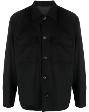 Lardini Button-Up Wool-Blend Shirt Jacket - Black