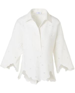 Akris Scalloped Broderie-Anglaise Blouse - White