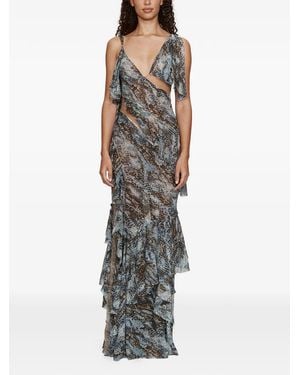 Christopher Esber Unravelled Cut-Out Ruffled Dress - Blue