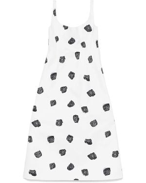 Marni Rose-Print Midi Dress - White