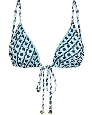 CASABLANCA Top De Bikini Cubist Con Monograma Cc - Azul