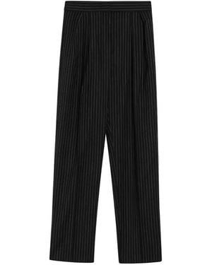 Max Mara Pinstripe-Pattern Pleated Straight Pants - Black