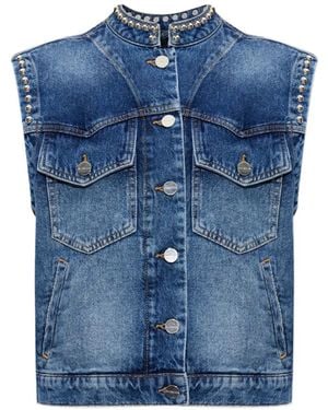 AllSaints Mav Stud-Embellished Denim Waistcoat - Blue