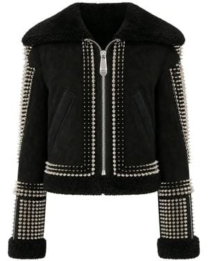 Philipp Plein Stud-Embellished Cropped Jacket - Black