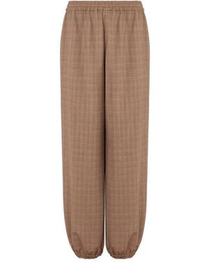 Moschino Plaid-Pattern Elastic-Waist Trousers - Brown