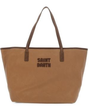 MC2 Saint Barth City Logo-Patch Tote Bag - Brown